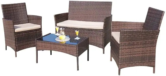 4-Piece Rattan Patio Furniture Set