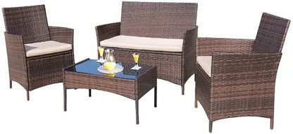 4-Piece Rattan Patio Furniture Set