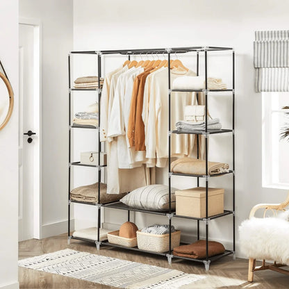 Portable Wardrobe Closet With Shelves And Clothes Rails