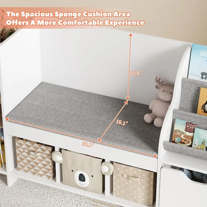 Kids Reading Nook Bench With Storage Cubbies