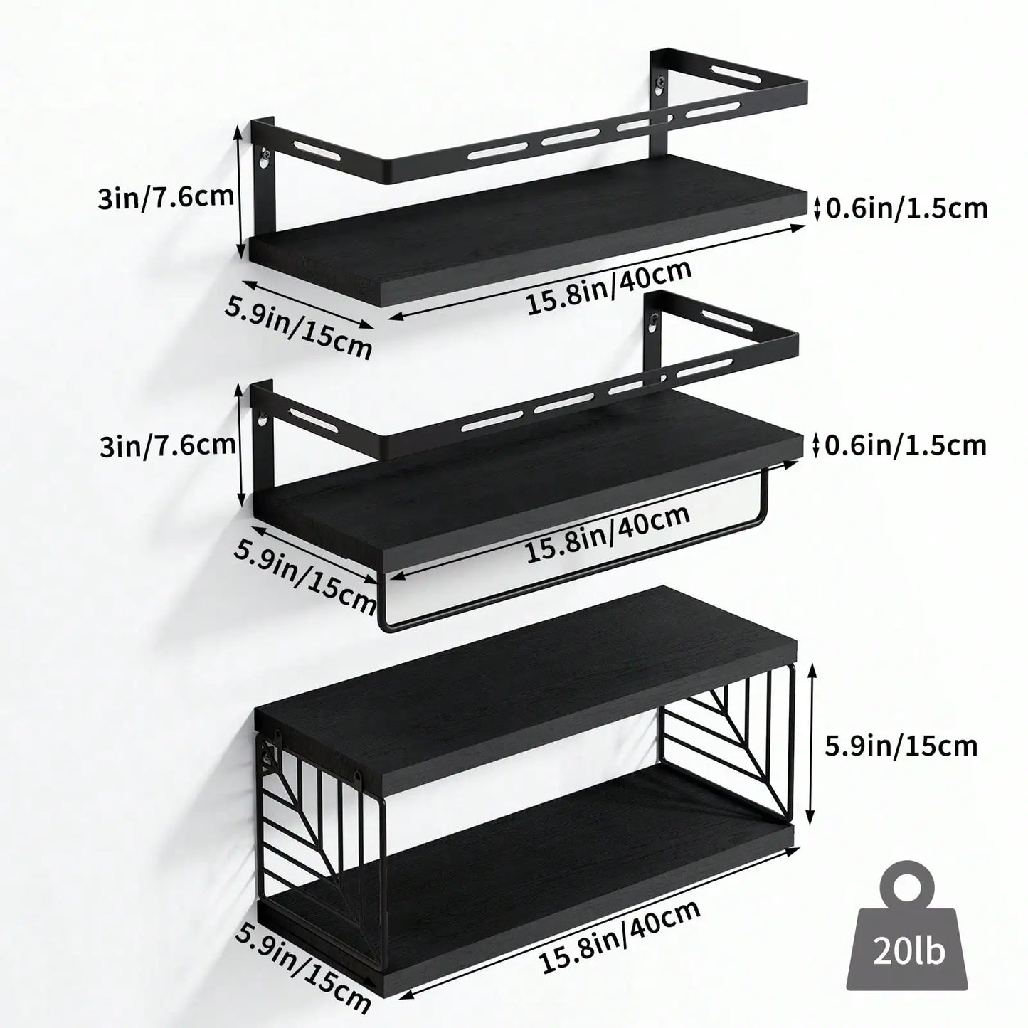 Rustic Wood Floating Bathroom Shelves With Towel Bar