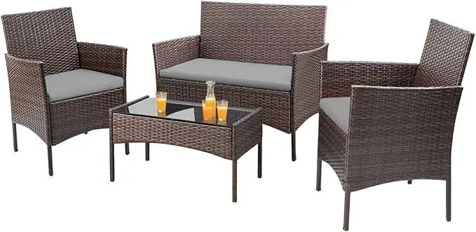 4-Piece Rattan Patio Furniture Set