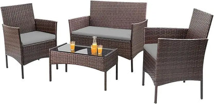 4-Piece Rattan Patio Furniture Set
