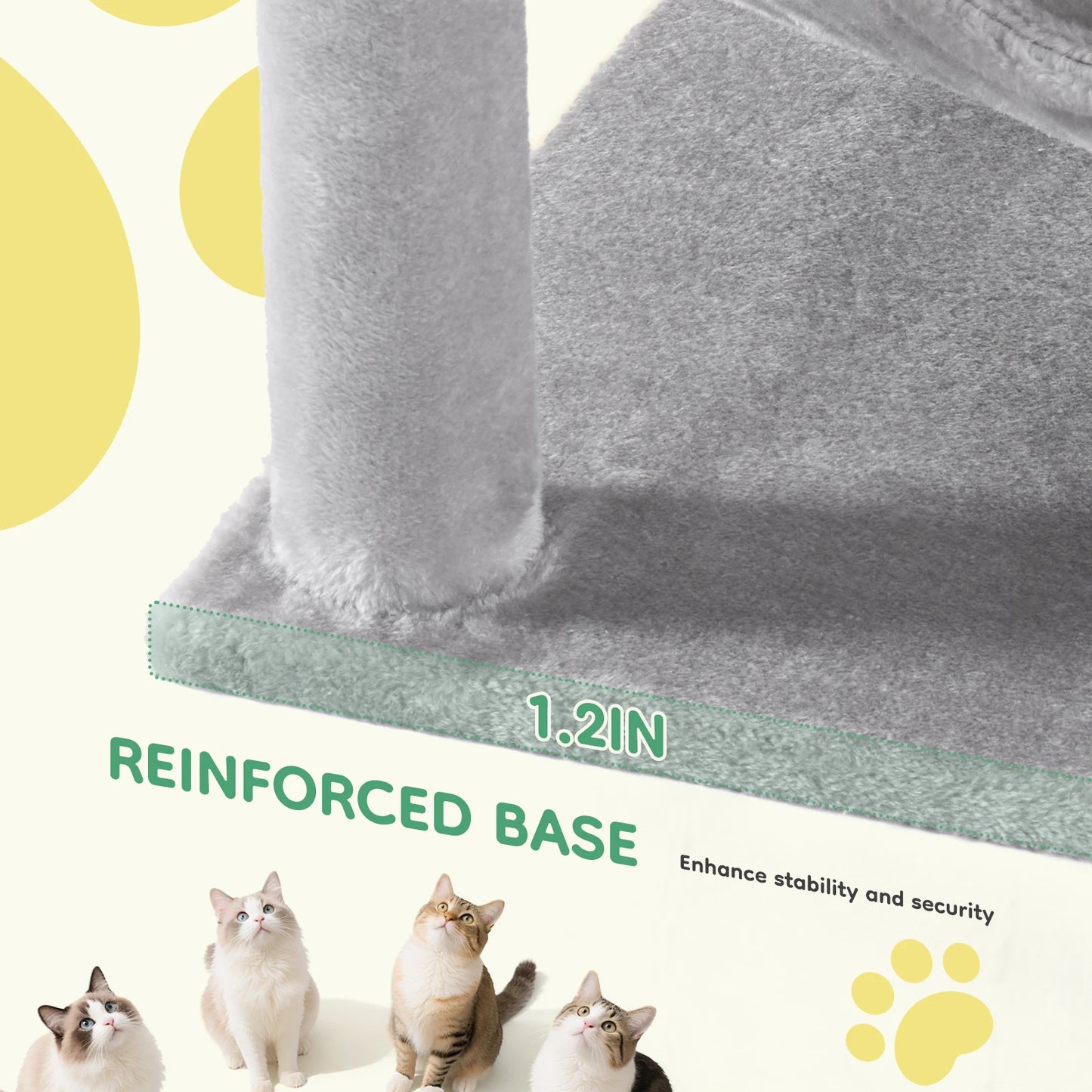 44in Cat Tree with Natural Sisal Scratching Posts for Indoor Cat