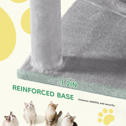 44in Cat Tree with Natural Sisal Scratching Posts for Indoor Cat