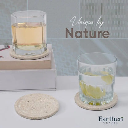 Stone Marble Coasters With Holder Lid
