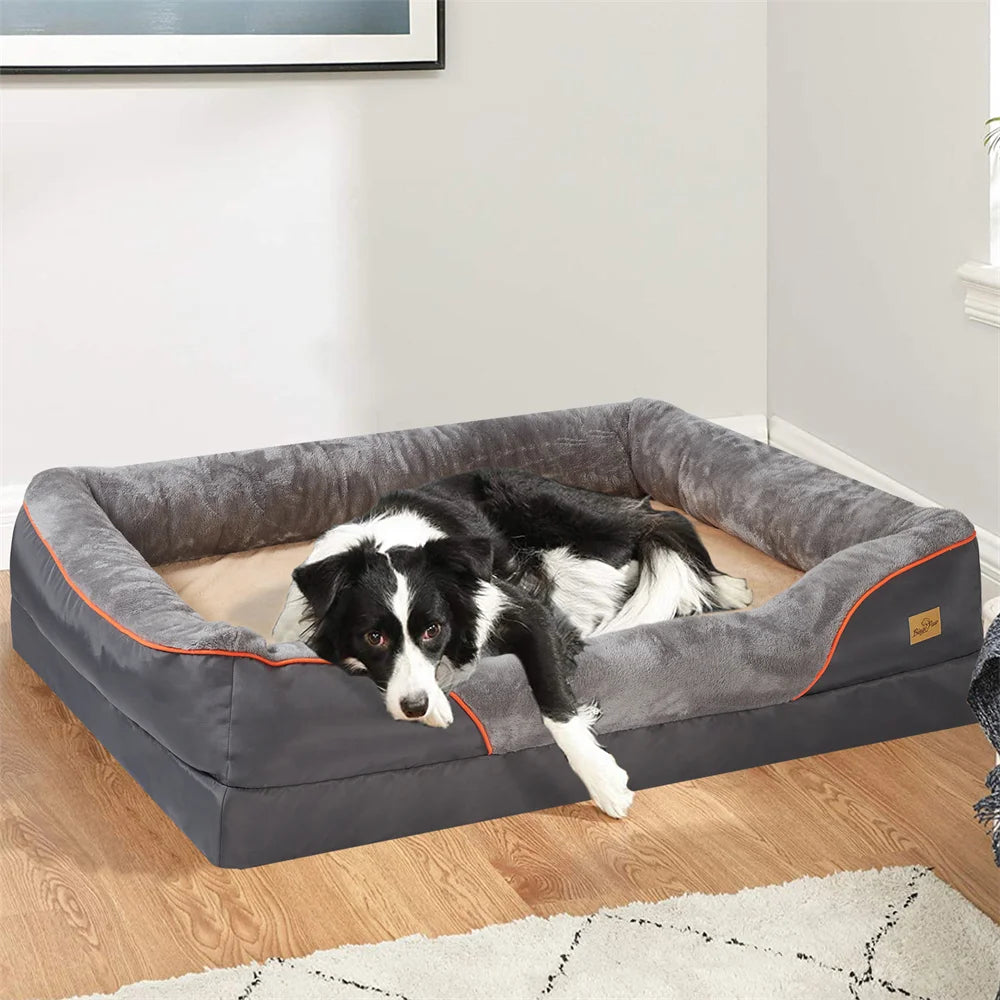 Jumbo Orthopedic Dog Bed with Memory Foam, Waterproof Cushion and Removable Cover