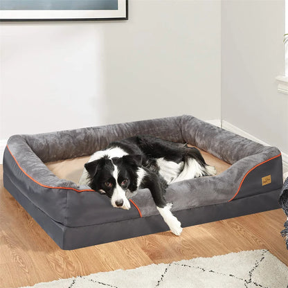 Jumbo Orthopedic Dog Bed with Memory Foam, Waterproof Cushion and Removable Cover