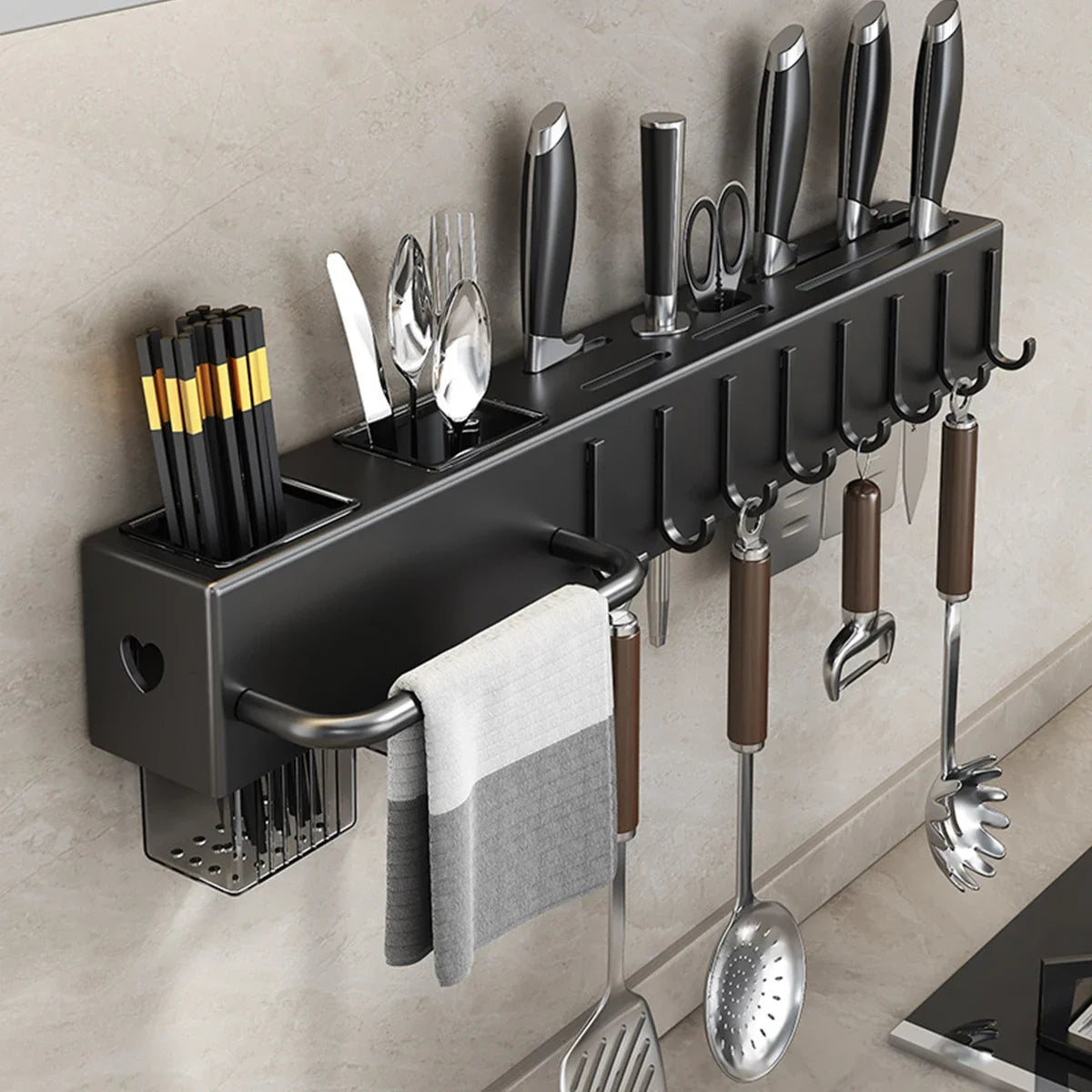 Wall Mounted Kitchen Utensil Storage Rack