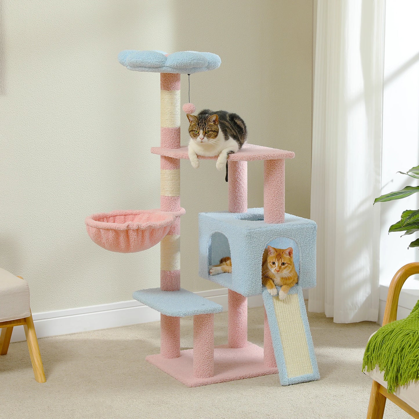 Flower Cat Tree Multi-Level Cat Tower with Sisal Scratching Posts and Top Perch for Indoor Cats