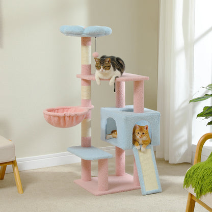 Flower Cat Tree Multi-Level Cat Tower with Sisal Scratching Posts and Top Perch for Indoor Cats