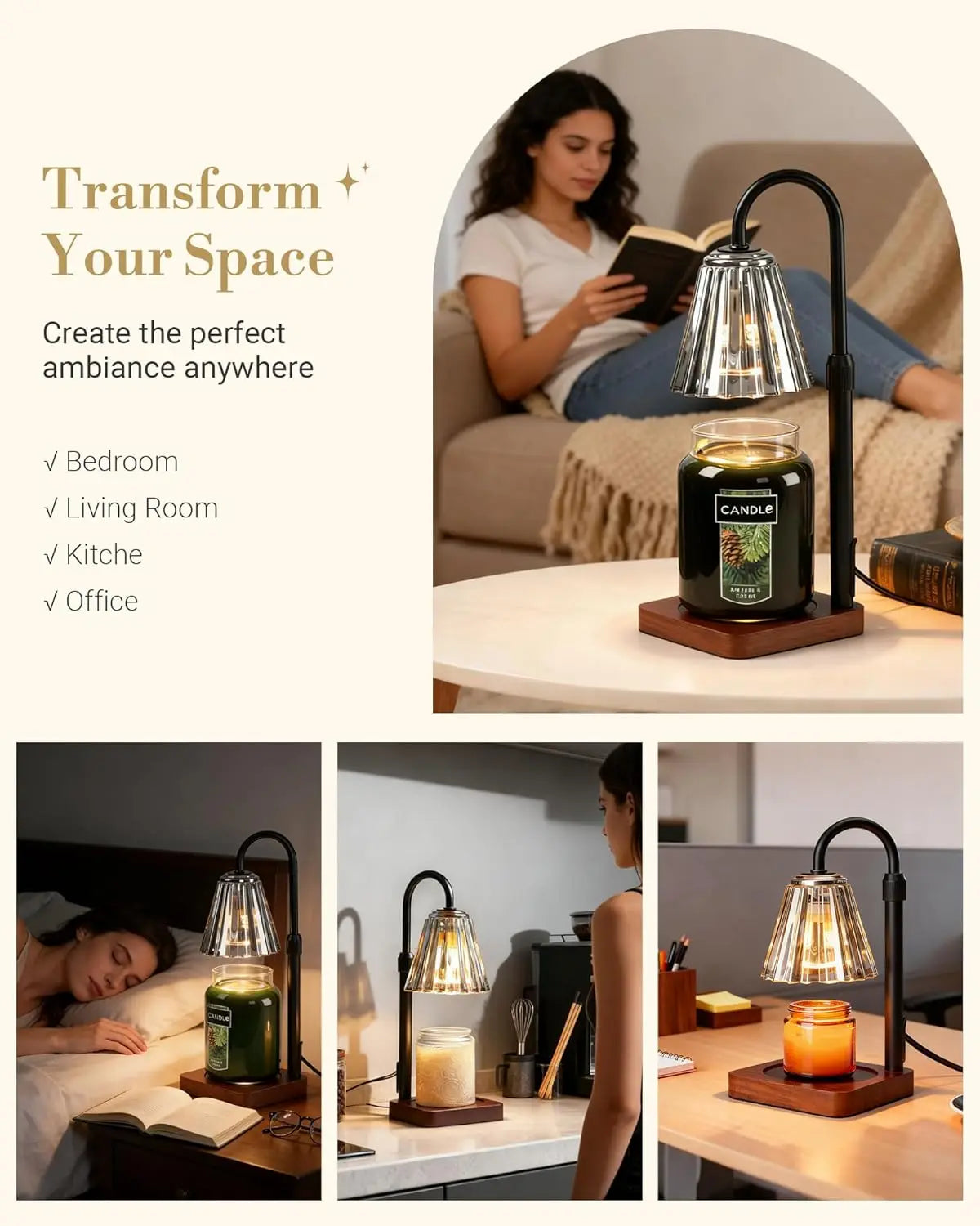 Adjustable Candle Warmer Lamp With Timer Dimmer