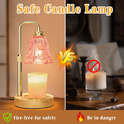 Pink Tulip Candle Warmer Lamp With Timer Dimmer