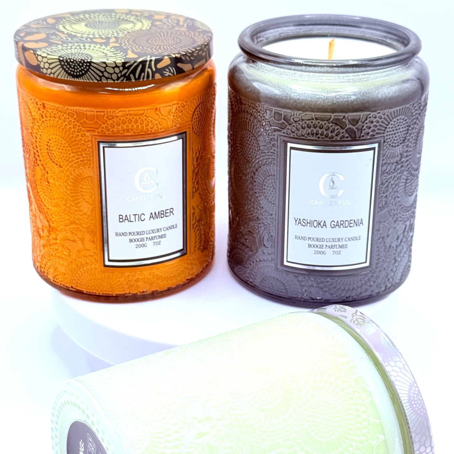 Embossed Glass Soy Wax Aromatherapy Candle