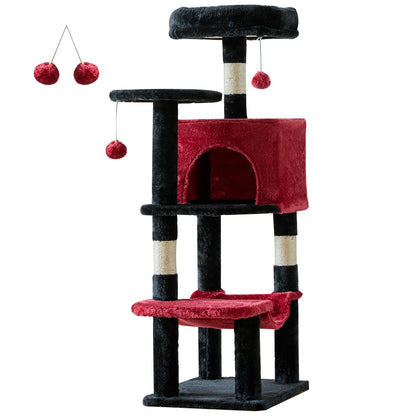 44in Cat Tree with Natural Sisal Scratching Posts for Indoor Cat