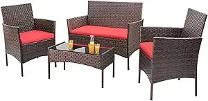 4-Piece Rattan Patio Furniture Set