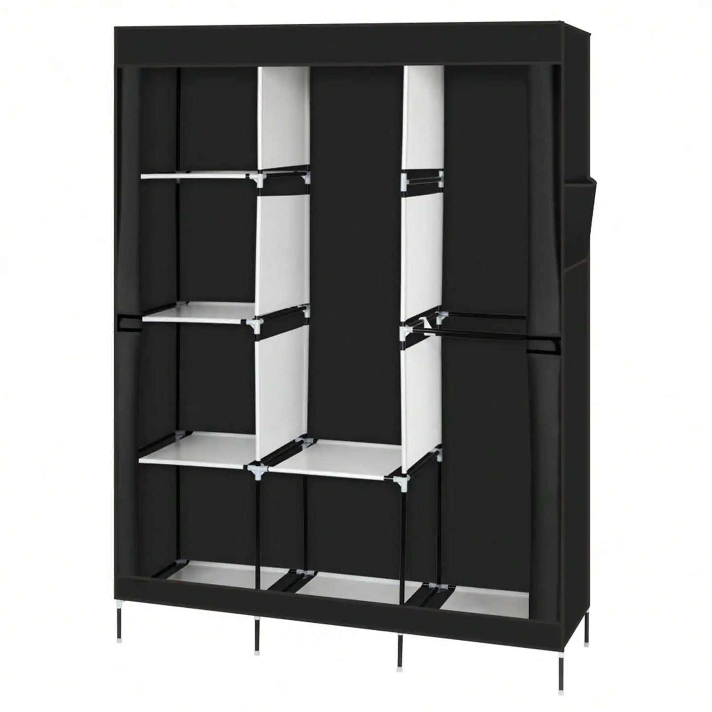 Portable Wardrobe Closet With Shelves And Clothes Rails