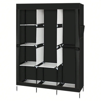 Portable Wardrobe Closet With Shelves And Clothes Rails