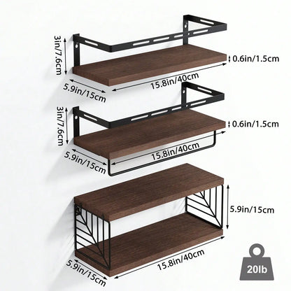 Rustic Wood Floating Bathroom Shelves With Towel Bar