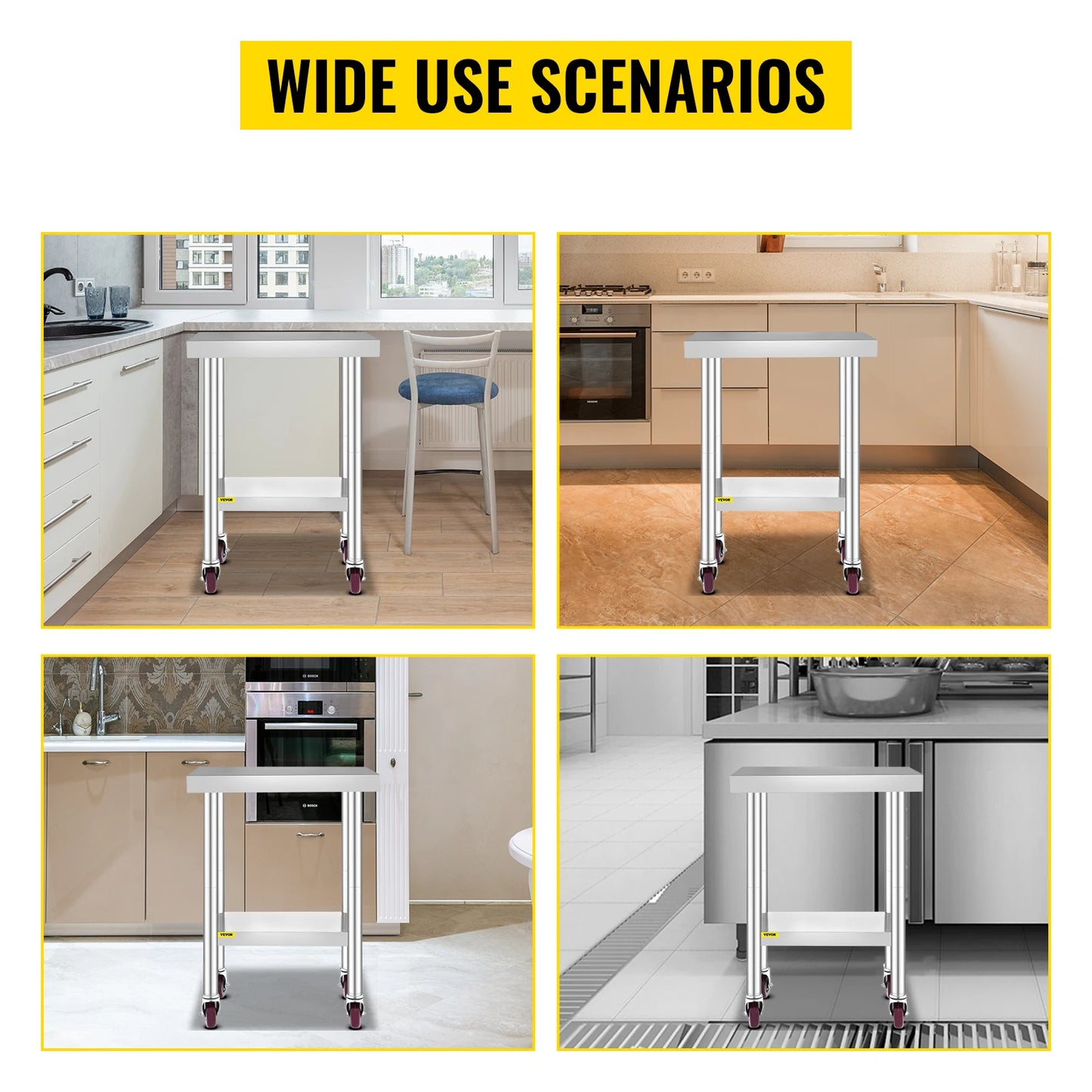 Stainless Steel Kitchen Work Table With Shelves
