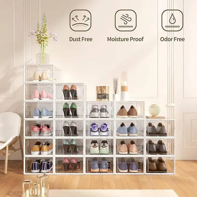 Clear Stackable Shoe Storage Boxes With Lids