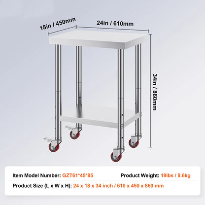 Stainless Steel Kitchen Work Table With Shelves