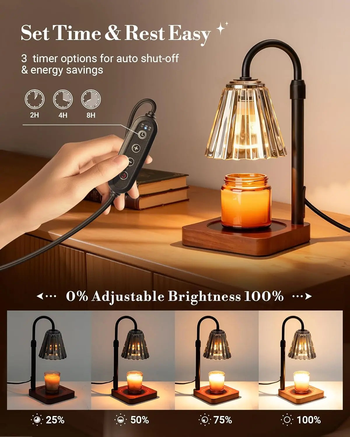 Adjustable Candle Warmer Lamp With Timer Dimmer