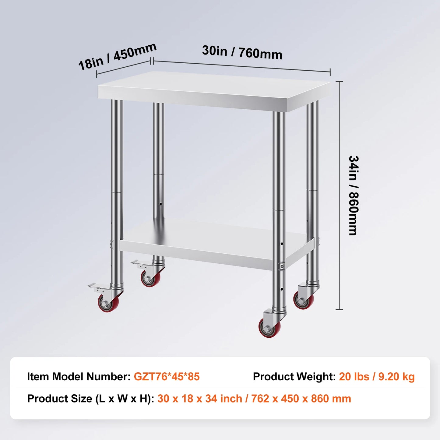 Stainless Steel Kitchen Work Table With Shelves