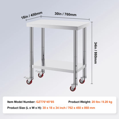 Stainless Steel Kitchen Work Table With Shelves