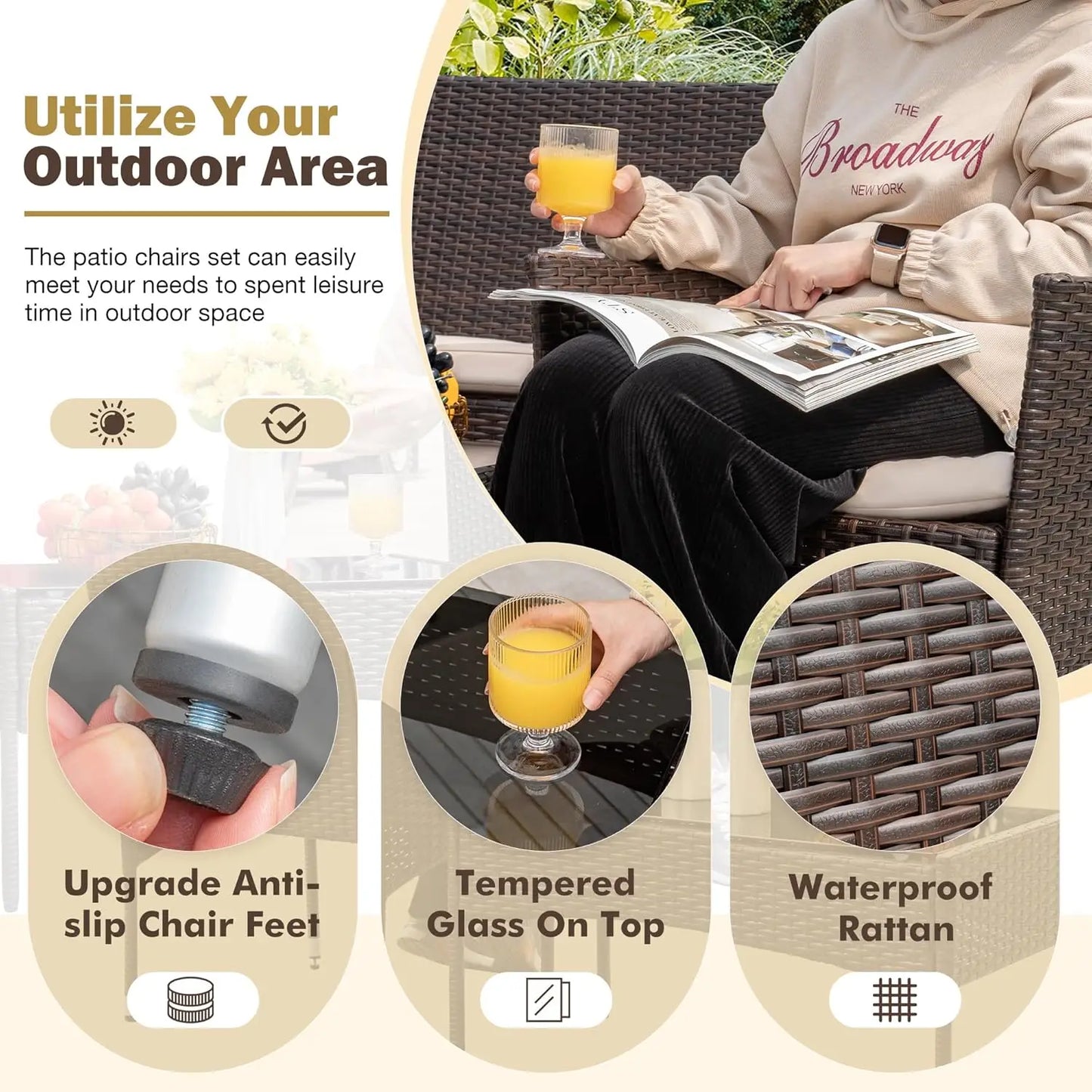 4-Piece Rattan Wicker Patio Furniture Set