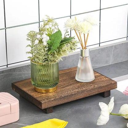 Wood Pedestal Soap Stand Countertop Tray
