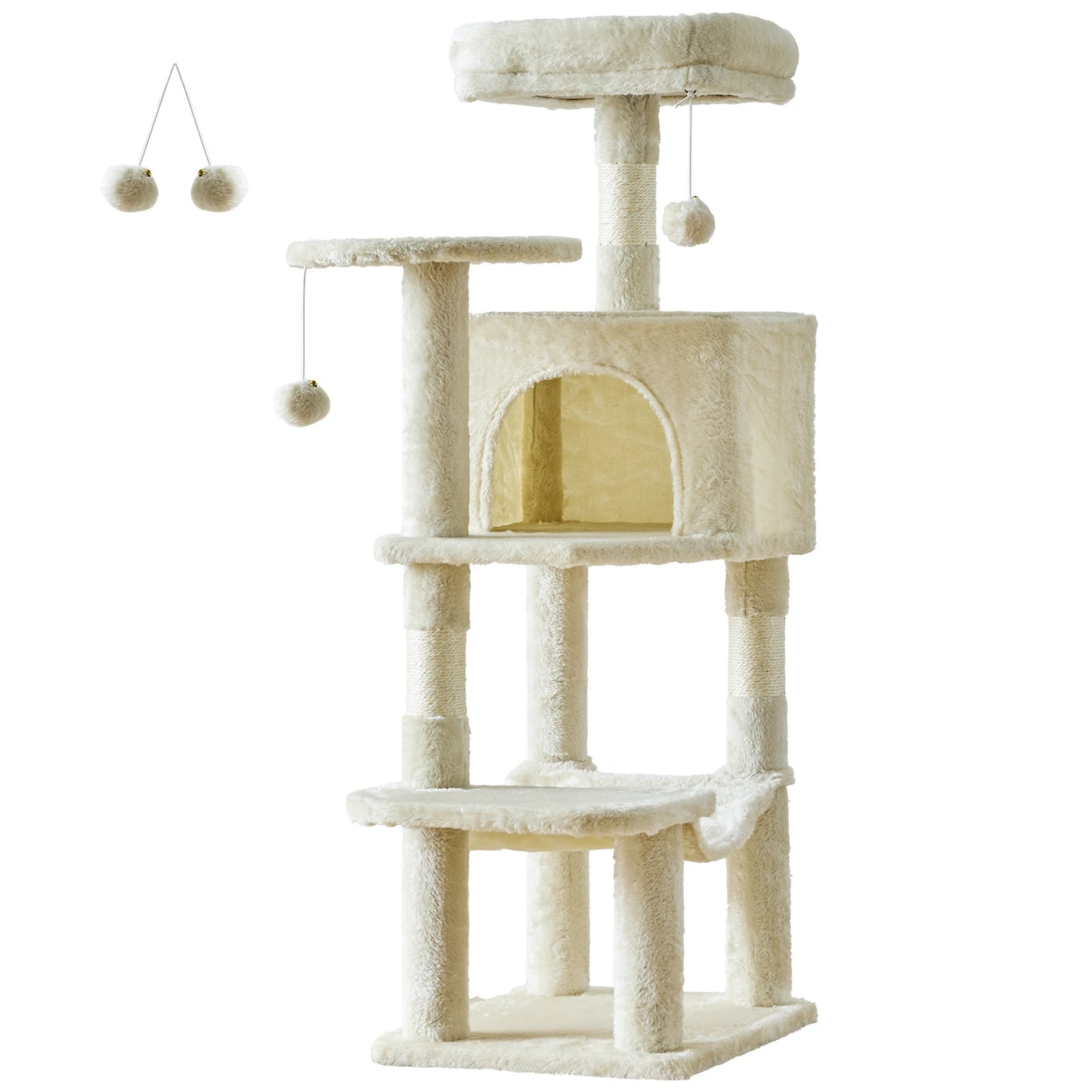 44in Cat Tree with Natural Sisal Scratching Posts for Indoor Cat