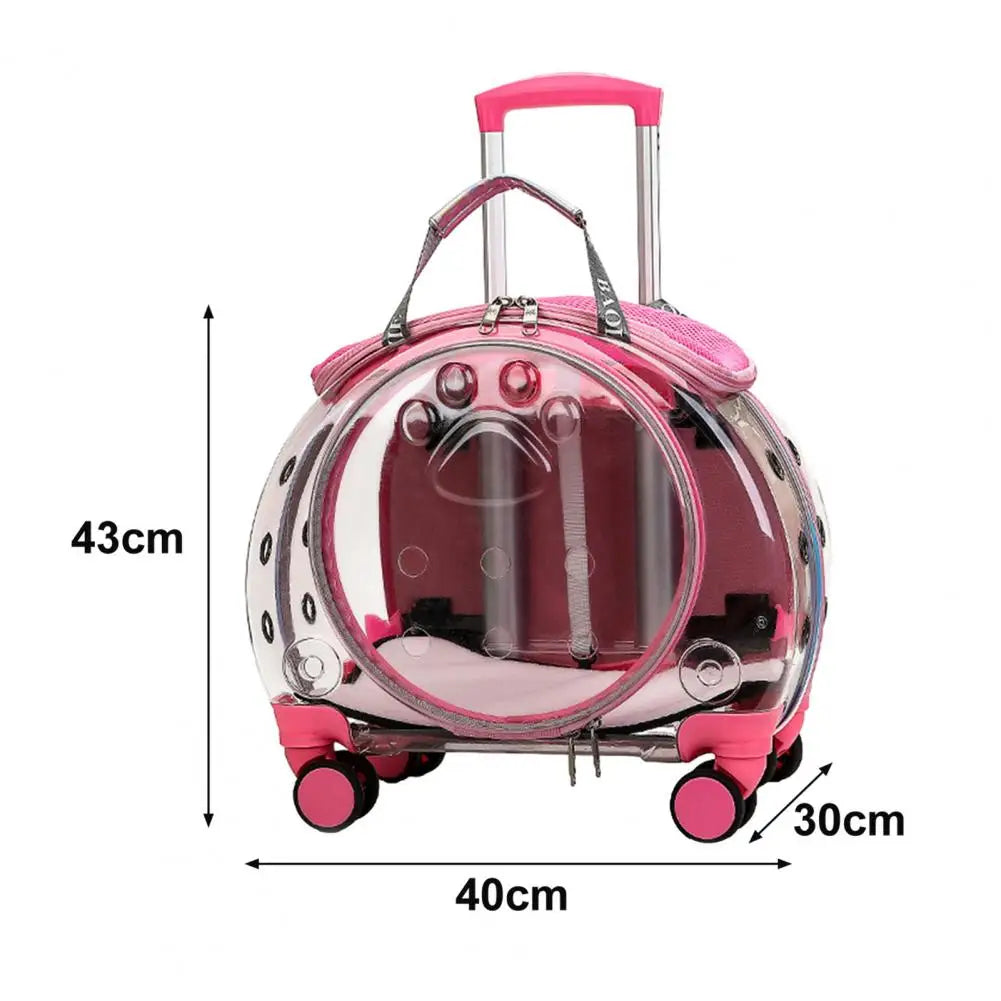 Rolling Transparent Pet Carrier Backpack