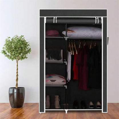 Portable Wardrobe Closet With Shelves And Clothes Rails