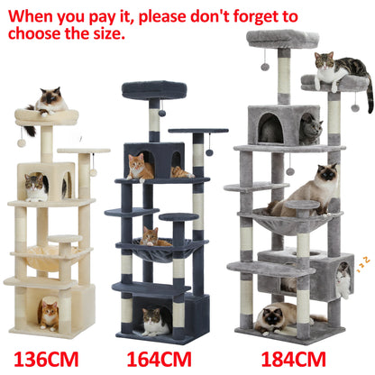 Large Cat Tree With Scratching Posts And Hammock
