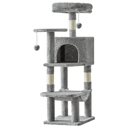 44in Cat Tree with Natural Sisal Scratching Posts for Indoor Cat