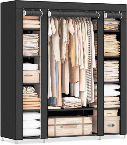 Portable Wardrobe Closet With Shelves And Clothes Rails