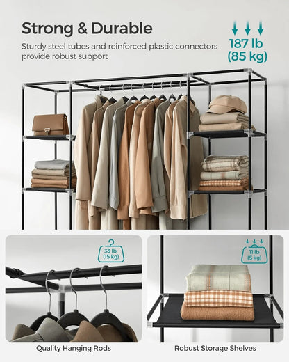 Portable Wardrobe Closet With Shelves And Clothes Rails