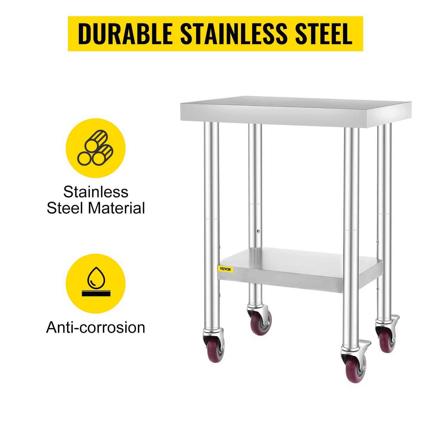 Stainless Steel Kitchen Work Table With Shelves