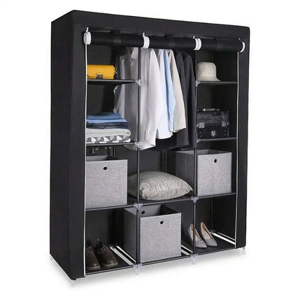Portable Wardrobe Closet With Shelves And Clothes Rails
